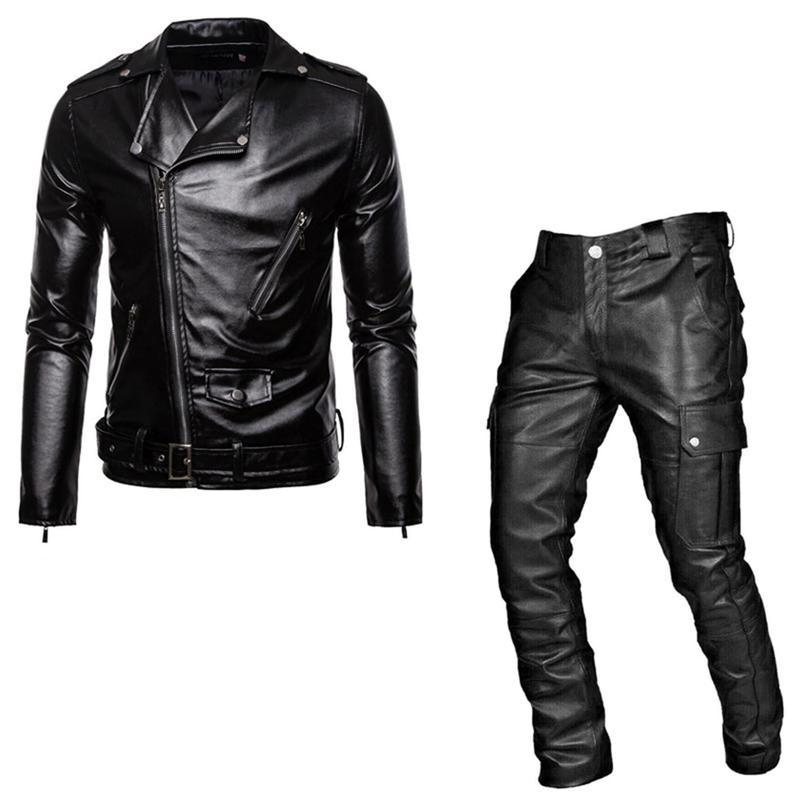上下  MOTORRAD AirFlow ライダースジャケット　パンツ レザージャケット 上下セット ロングパンツ メンズ pu革 コート