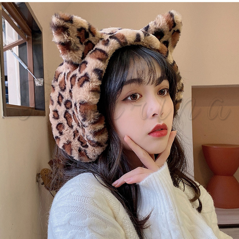 耳あて レディース イヤーマフ 耳カバー 猫耳付き ヒョウ柄 もこもこ ウォーマー 防寒 暖かい 超可愛い アウトドア 秋冬物 きれいめ おしゃれ 送料無料 em0004 Figurina 通販 Yahoo ショッピング