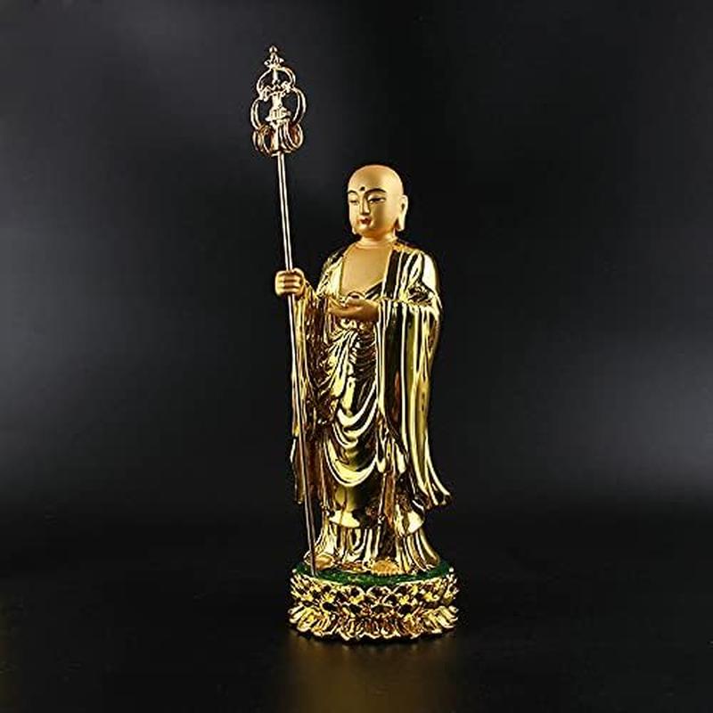 仏像 置物 地蔵菩薩立像 樹脂製 金色 (総高さ28.5cm×巾9.5cm) ◇子育て