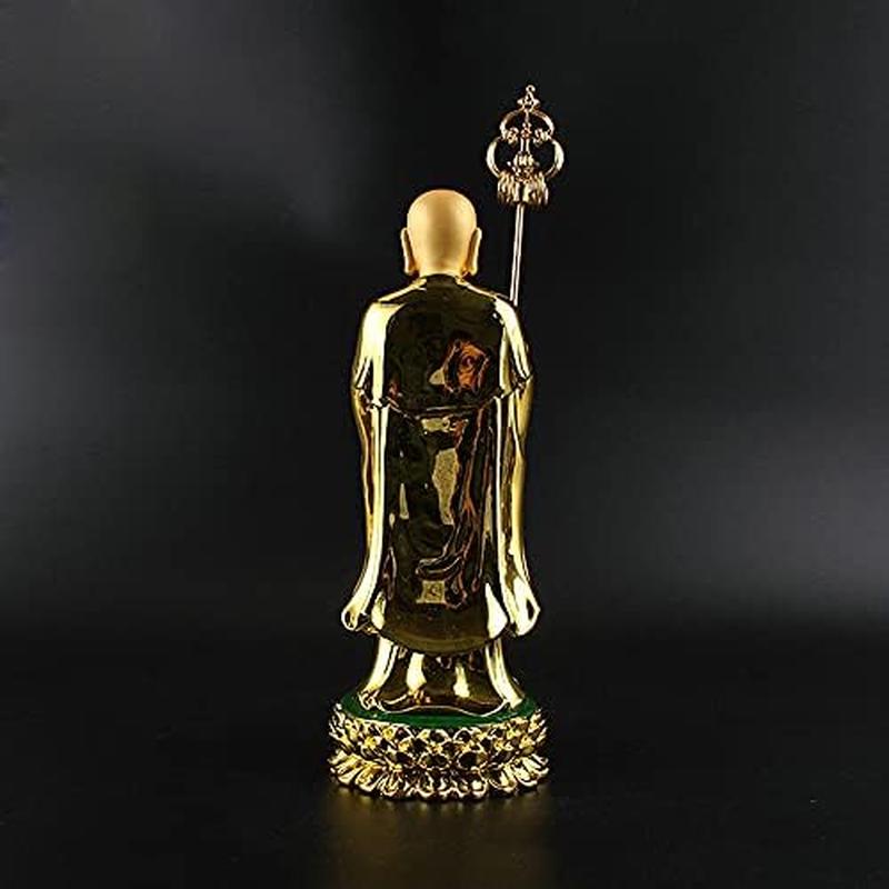仏像 置物 地蔵菩薩立像 樹脂製 金色 (総高さ28.5cm×巾9.5cm) ◇子育て