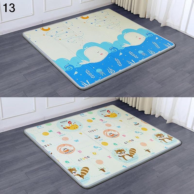 折り畳みカーペット プレイマット リバーシブル ベビーマット 1.6M*1.8M*1.5cm いしけり 身長測定 道路柄 アニマル 多機能の画像