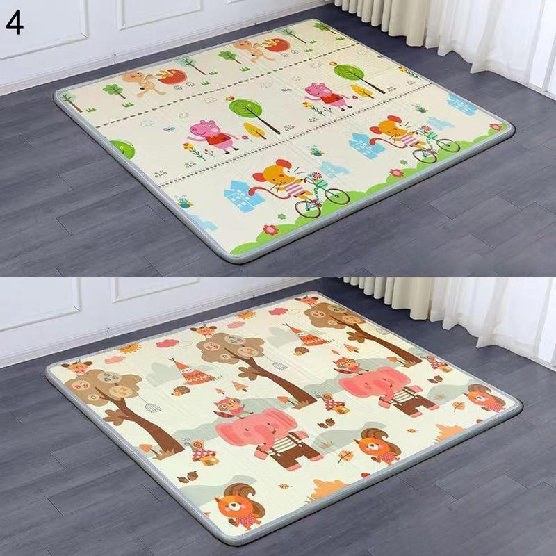 折り畳みカーペット プレイマット リバーシブル ベビーマット 1.6M*1.8M*1.5cm いしけり 身長測定 道路柄 アニマル 多機能の画像