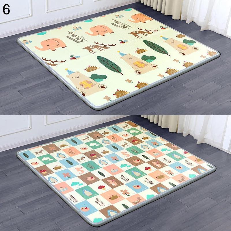 折り畳みカーペット プレイマット リバーシブル ベビーマット 1.6M*1.8M*1.5cm いしけり 身長測定 道路柄 アニマル 多機能の画像