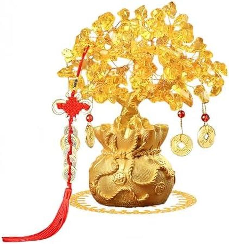 MYONEEN 招財樹 金のなる木 黄水晶 シトリン 風水アイテム インテリア