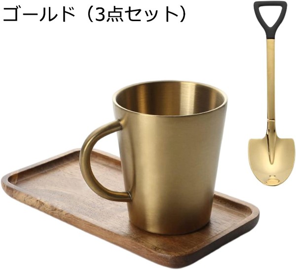 マグカップ ステンレス 男女兼用 二重構造 300ml 5点セット 軽量 断熱 ティーカップ 保冷 保温 真空構造 おしゃれ コップ マグ_12
