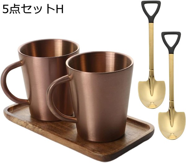 マグカップ ステンレス 男女兼用 二重構造 300ml 5点セット 軽量 断熱 ティーカップ 保冷 保温 真空構造 おしゃれ コップ マグ_8