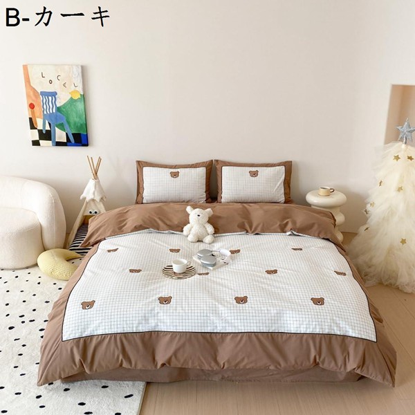 布団カバー シングル 3点セット 掛け布団カバー 夏 綿100 寝具カバーセット ダブル 敷き布団カバー 4点セット べッドシーツ 防ダニ_1