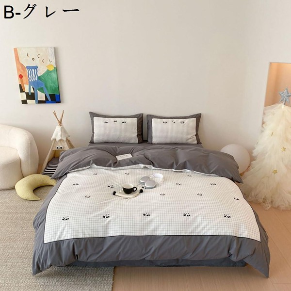 布団カバー シングル 3点セット 掛け布団カバー 夏 綿100 寝具カバーセット ダブル 敷き布団カバー 4点セット べッドシーツ 防ダニ_2