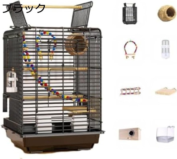 鳥　ゲージ　セキセイインコ　オカメインコなど 鳥ケージ中型セキセイインコケージ複数のペットと天窓フィーダーお