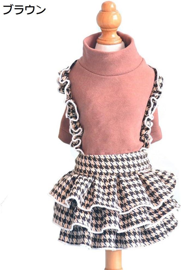 犬服 ワンピース 春秋冬 ペット服 かわいい ドレス 洋服 ドッグウェア 女の子 スカート チェック柄 小型犬 中型犬 人気 ファッション |  | 03