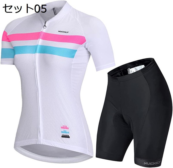 サイクルジャージ レディース 半袖 夏 上下セット 速乾 通気 吸汗 サイクルウェア サイクルパンツ パッド付き 自転車ウェア 春 秋
