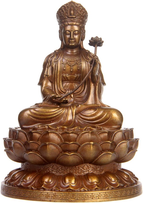 仏像 【ミニチュア仏像：勢至菩薩 坐像】真鍮 置物（午年生まれ