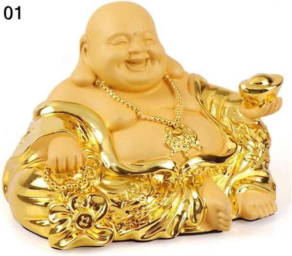 陶器製 布袋像 金色座布団付 陶器製 布袋像 金色座布団付