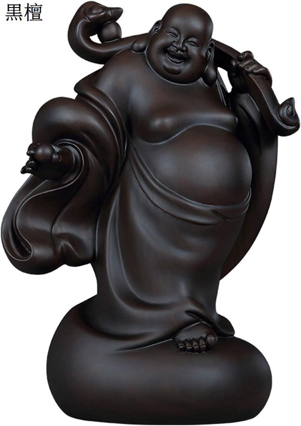 仏像 木彫り ミニ 七福神 置物 布袋 高級天然ツゲ木彫り 布袋様 風水