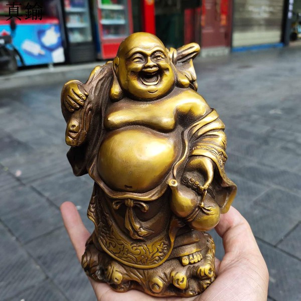 仏像 木彫り ミニ 七福神 置物 布袋 高級天然ツゲ木彫り 布袋様 風水