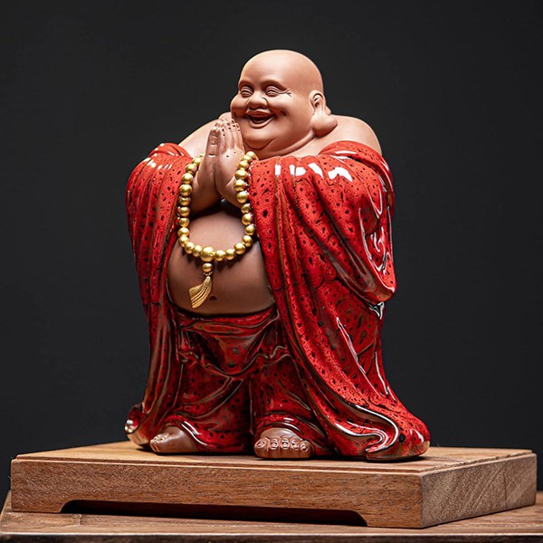 古い布袋様　陶器置物　永樂印　明治〈検 永樂善五郎　七福神 古い布袋様 陶器置物 永樂印 明治〈検 永樂善五郎 七福神