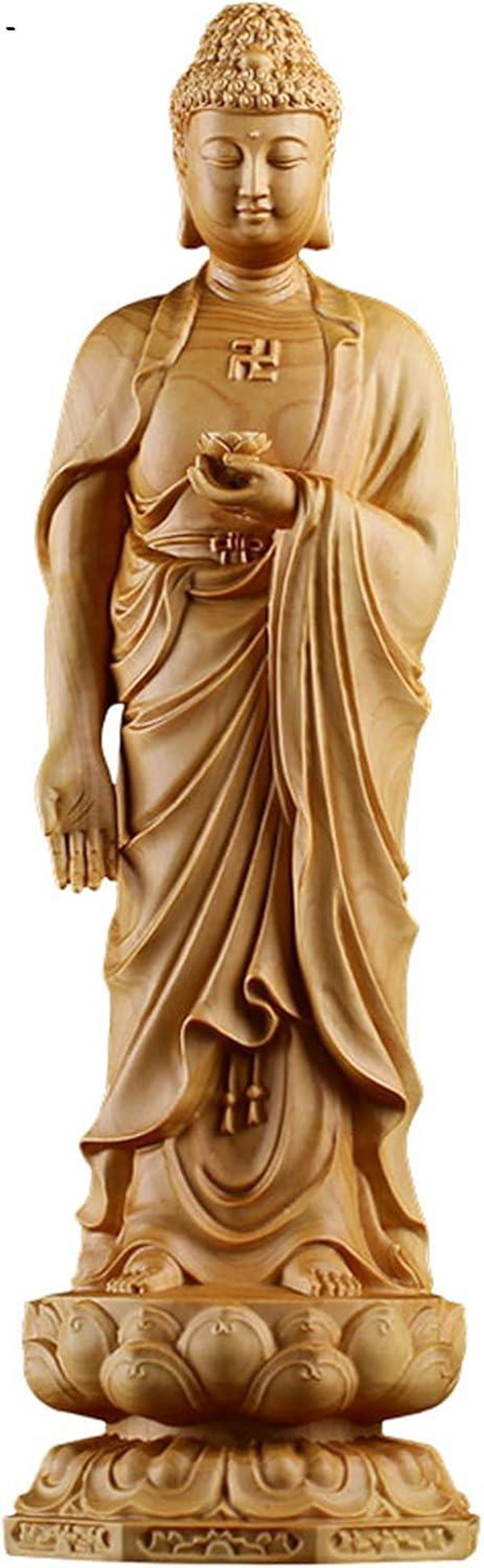 仏像 木彫り 置物 阿弥陀如来 立像【浄土宗・時宗】高級天然ツゲ木彫り