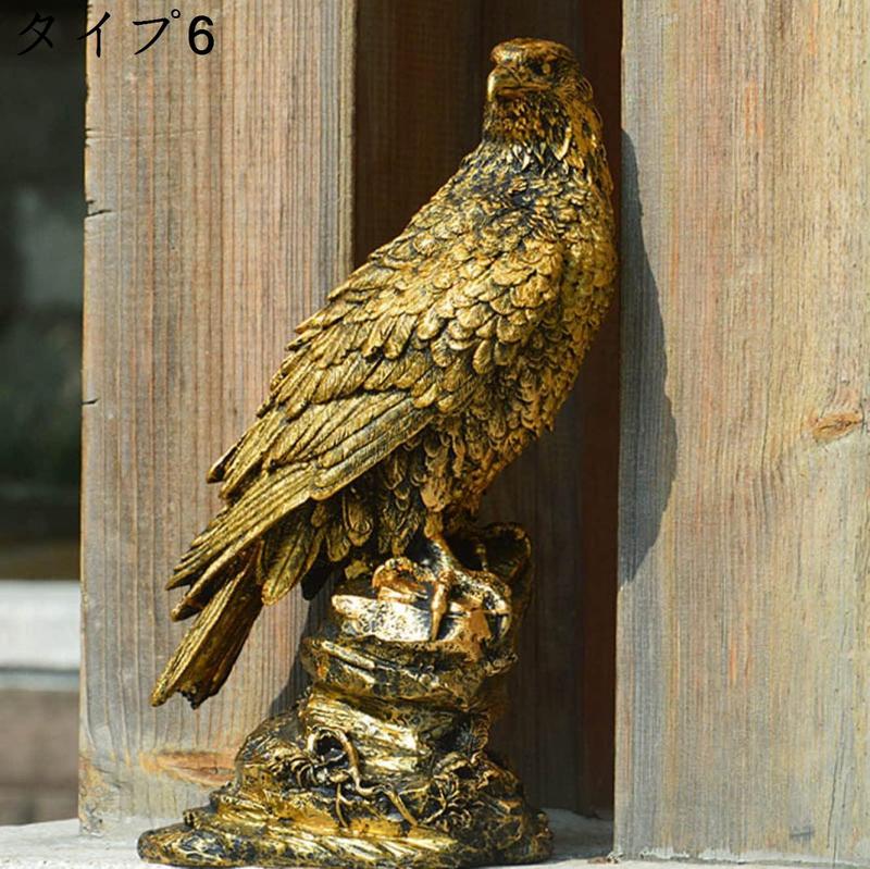 大迫力】大型 金属製 鷲 鷹 オブジェ 翼長71cm 天然木台座 置物 楽天