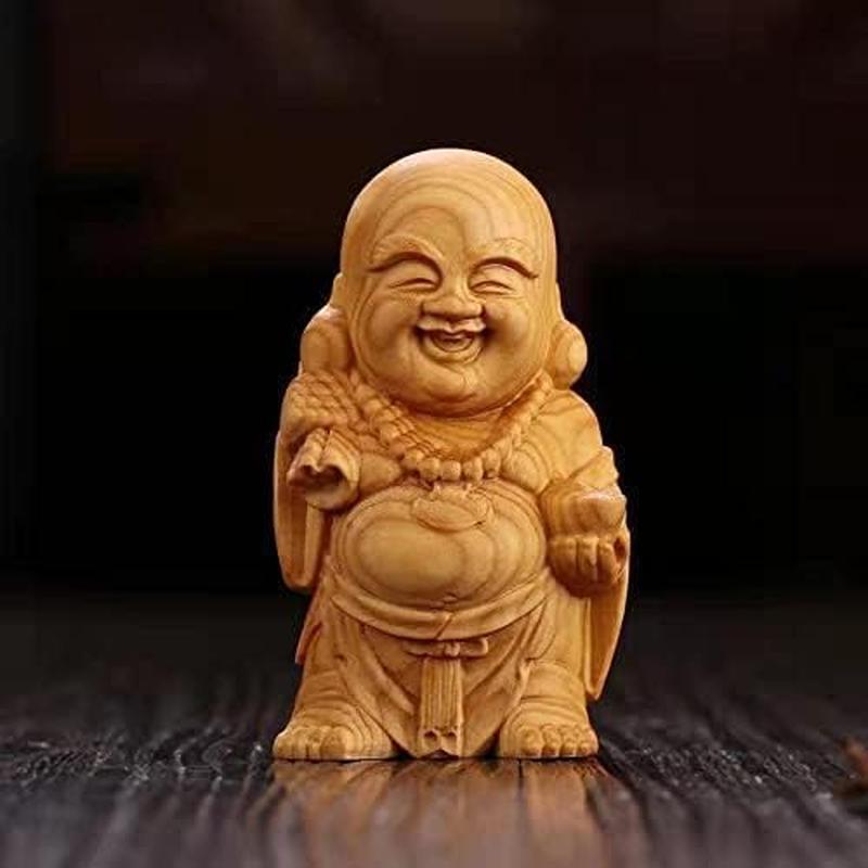 開運七福神 布袋様 置物 弥勒菩薩 仏像 布袋さん 木彫り ミニ 金運