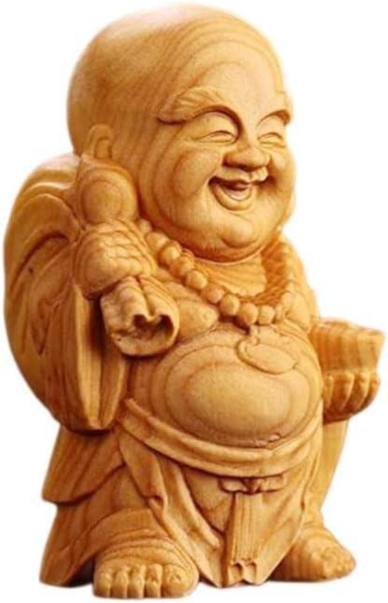 開運七福神 布袋様 置物 弥勒菩薩 仏像 布袋さん 木彫り ミニ 金運