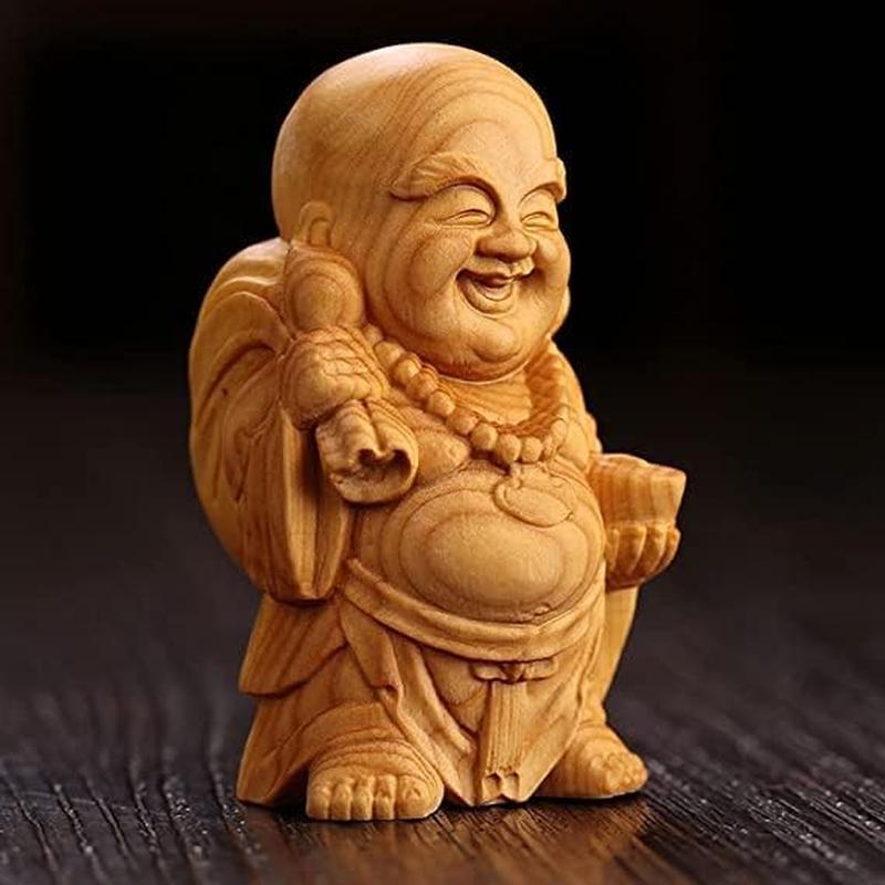 開運七福神 布袋様 置物 弥勒菩薩 仏像 布袋さん 木彫り ミニ 金運