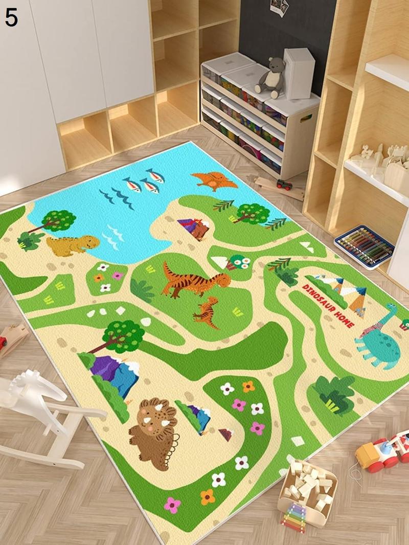 子供部屋マット プレイマット キッズラグ 道路柄 遊びマット 地図マップ デスクマット 洗濯機で洗える 長方形 軽量 100×150cmの画像