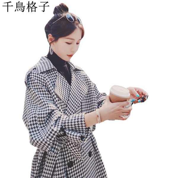 トレンチコート 千鳥格子柄 レディース スプリングコート 春秋アウター