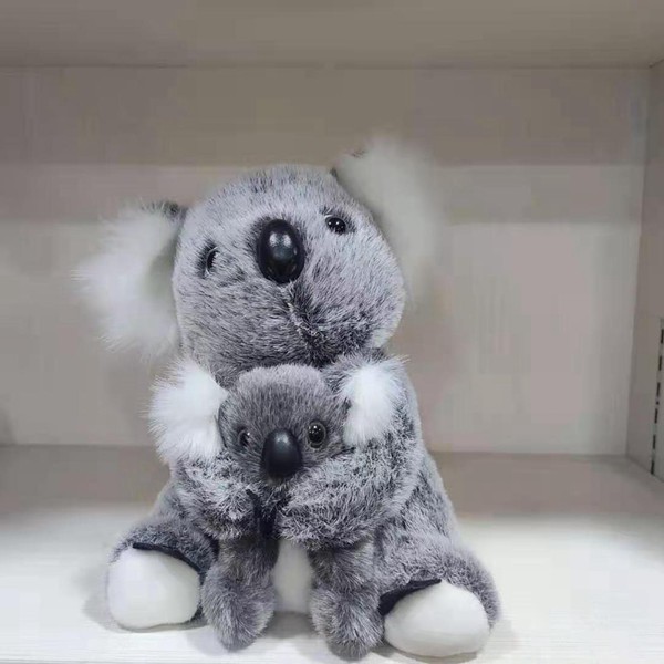 昭和レトロ　グレーのコアラぬいぐるみと花束セット中古　大きめ　親子　赤ちゃん付 昭和レトロ グレーのコアラぬいぐるみと花束セット中古 大きめ 親子