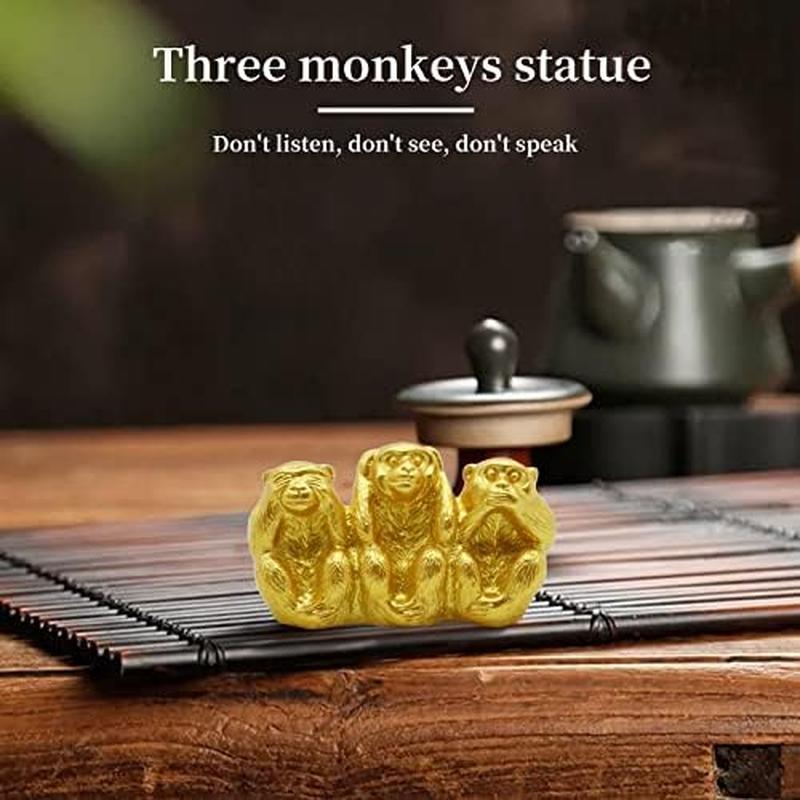 猿 置物 三猿 ゴールド さる オブジェ 見ざる 言わざる 聞かざる 金運