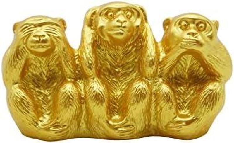 猿 置物 三猿 ゴールド さる オブジェ 見ざる 言わざる 聞かざる 金運