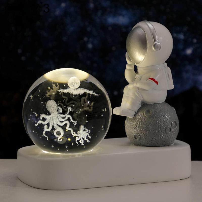 置物 室内用 おもしろグッズ 人工水晶 ボール 部屋装飾品 宇宙飛行士