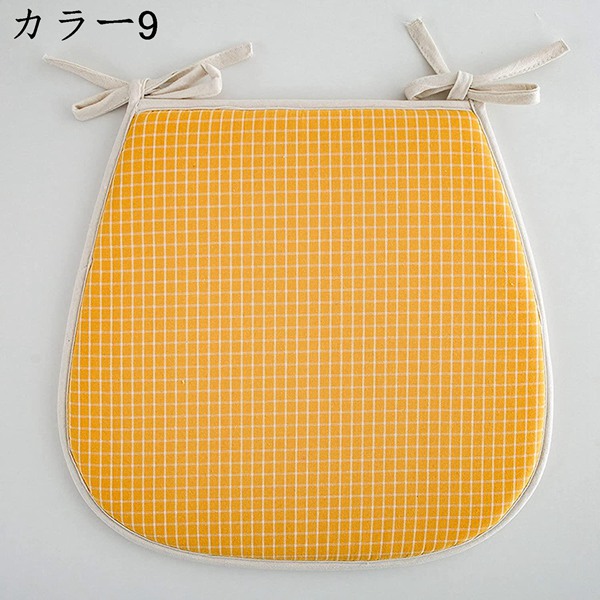 チェアパッド カバー 座面クッション カラー 低反発座布団 ダイニングチェア 4枚/2枚セット 椅子用 夏 ざぶとん ひも付き 馬蹄形 |  | 12