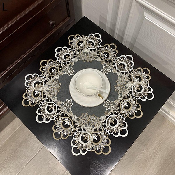 レース敷物ランチョンマット花豪華オーバルフランスお洒落可愛い上品花瓶敷きマット白 レース敷物ランチョンマット花豪華オーバルフランスお洒落可愛い