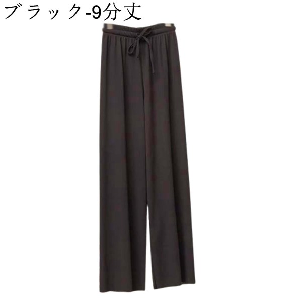 ガウチョパンツ 夏 レディース ワイドパンツ 涼感 大きいサイズ ハイウエスト 薄手 プリーツ バギーパンツ 無地 ロングパンツ 涼しい |  | 03