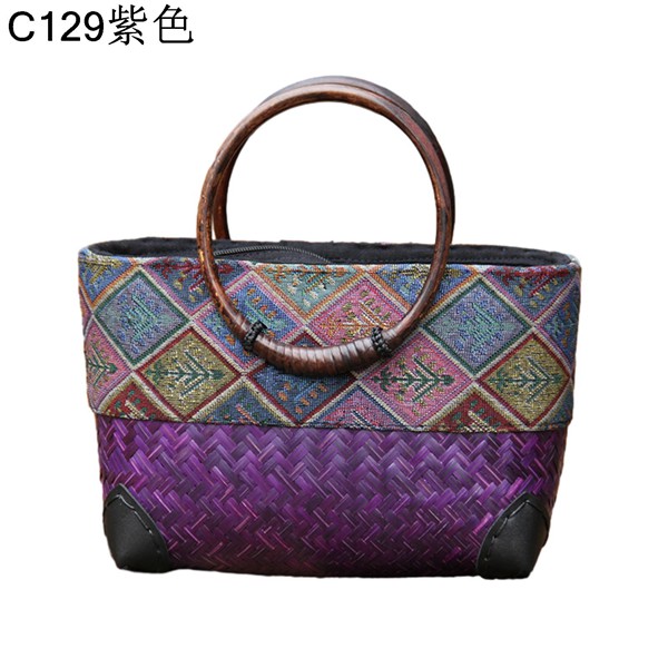 ハンドバッグ 肩掛け カゴバッグ 手作り ストロー エスニック 自立 リングハンドル レディース 可愛い サマーバッグ 2way 旅行用
