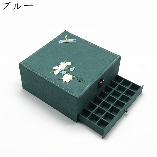 ジュエリー収納 ベロア調 刺? アンティーク 引き出し式 レディース 宝石箱 ジュエリーボックス 小物収納ケース チョーカー 首飾り 指輪_1