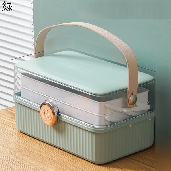 薬箱 薬ボックス 引き出し 取り外しトレイ 取っ手付き 2層 救急箱 ピルケース 携帯用ボックス 薬ケース くすりいれ 習慣薬箱 多機能 |  | 01