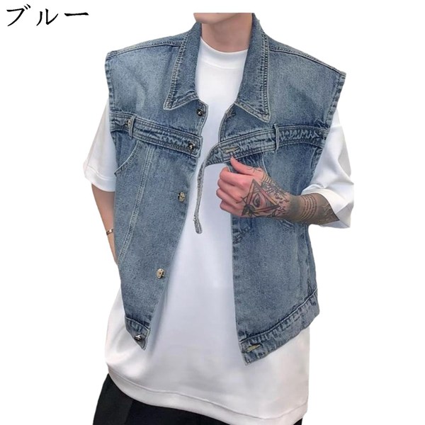 メンズノースリーブシャツ立襟バックルカジュアル t03t272.jpg