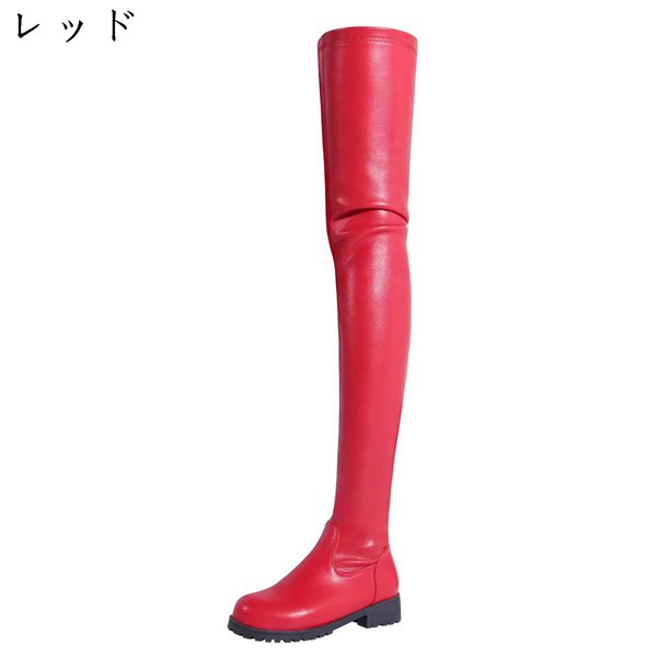 エナメル ロングブーツ レッド エナメル一体型ロングブーツ - メルカリ