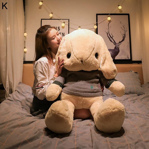 垂れ耳兎 ぬいぐるみ 兎縫い包み うさぎ 服着脱可能 セーター付き 大きい 抱き枕 かわいい クッション ふわふわ もこもこ 店飾り_11