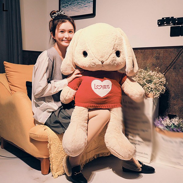 垂れ耳兎 ぬいぐるみ 兎縫い包み うさぎ 服着脱可能 セーター付き 大きい 抱き枕 かわいい クッション ふわふわ もこもこ 店飾り_12