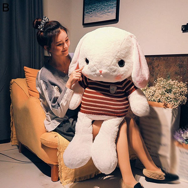 垂れ耳兎 ぬいぐるみ 兎縫い包み うさぎ 服着脱可能 セーター付き 大きい 抱き枕 かわいい クッション ふわふわ もこもこ 店飾り_2