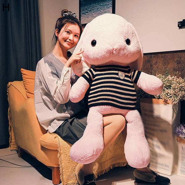 垂れ耳兎 ぬいぐるみ 兎縫い包み うさぎ 服着脱可能 セーター付き 大きい 抱き枕 かわいい クッション ふわふわ もこもこ 店飾り_8