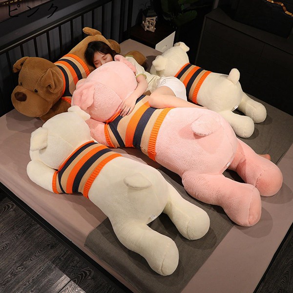 いぬ縫いぐるみ 犬縫い包み 120cm クッション ロング 体長い うつ伏せ姿 ワンチャン そば枕 抱きまくら 抱き枕 動物 誕生日 安眠_2