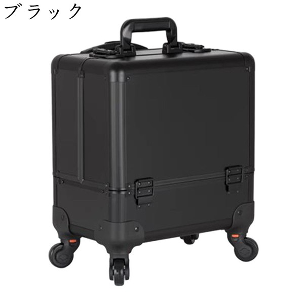LUVODI メイクボックス キャリーケース キャリーバッグ ブラック キャリーバッグ 大容量 コスメボックス キャスター付き 取外し可