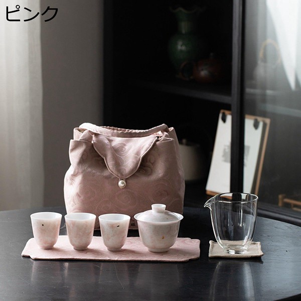 茶具セット 陶器 8点セット 湯飲み 急須セット ティーポット 耐熱ガラス クリアティーポット 携帯...