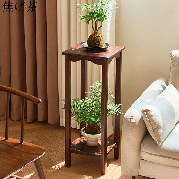 フラワースタンド 室内 花台 木製 金属 観葉植物 チャイナ風 二段