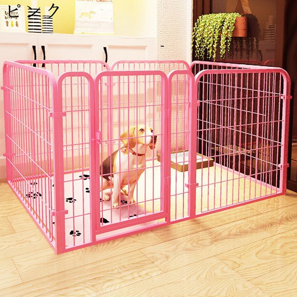 ペットサークル 中小型犬?ペット 炭素鋼 ペットフェンス バリアゲート プレイサークル ドア付 折り畳み式 組立簡単 室内外兼用 犬ケージ_2