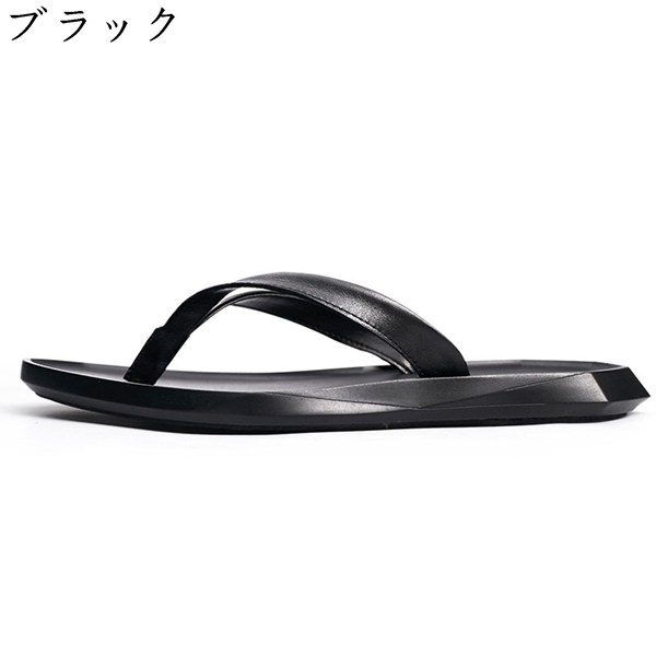  SLIPPER トングサンダル 28cm レザー 黒　本革 トングサンダル レザー スリッパサンダル レザー トング サンダル の