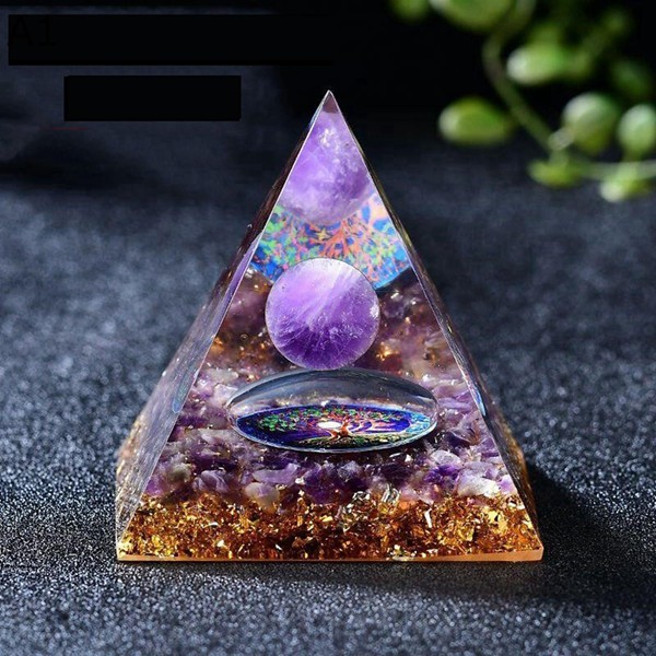 【水晶】ロッククリスタル　ピラミッド シェイプ　リモナイト 入り 3 クリスタル ピラミッド オルゴナイトピラミッド オルゴン
